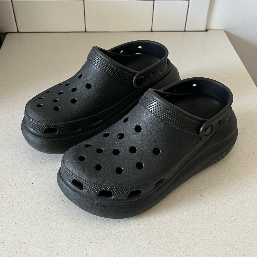 Platform Black Croc Clogs - Picture 3 of 6
